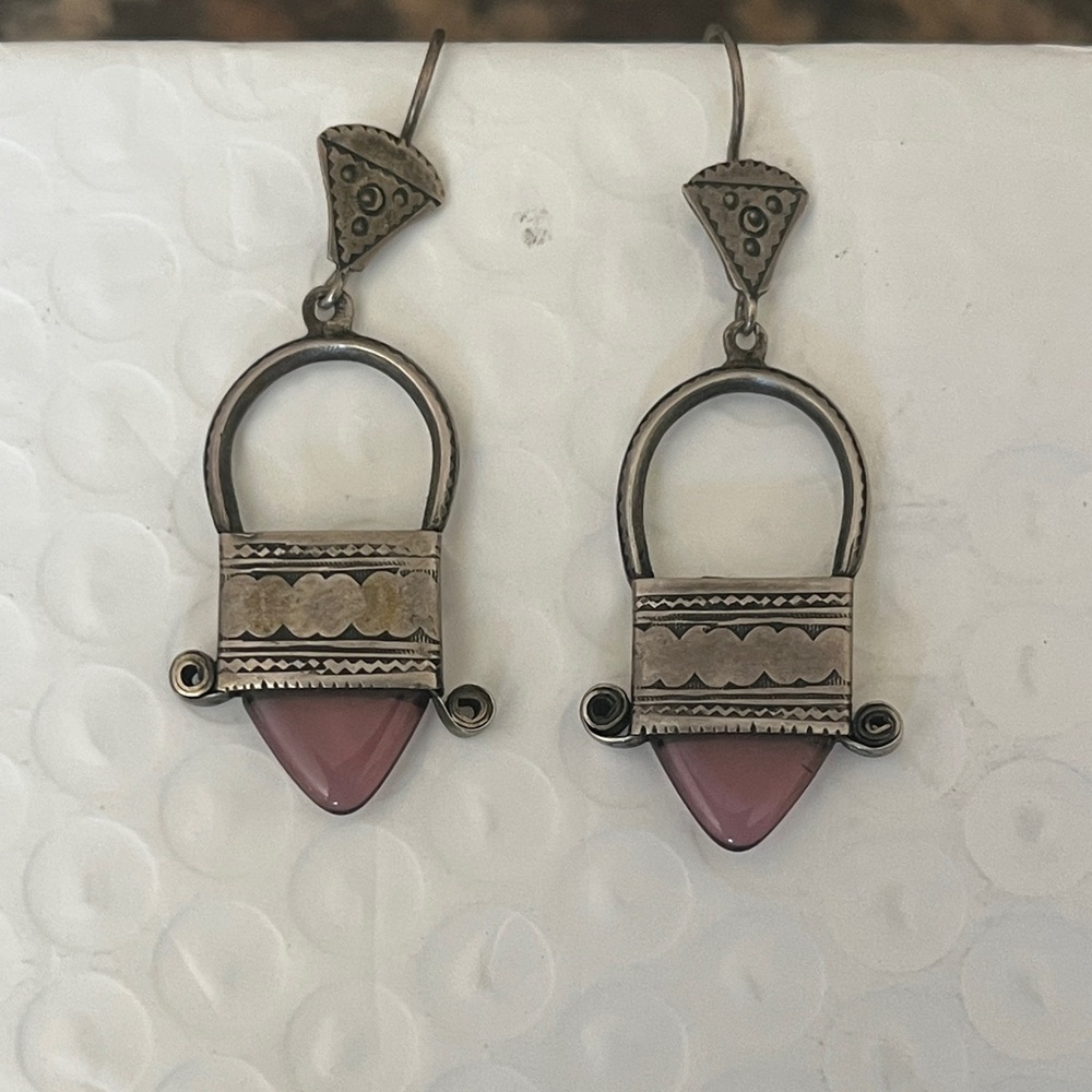 VTG Tureg Tribal Glass Earrings